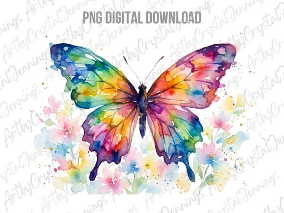 Download Floral Watercolor Rainbow Butterfly PNG - Watercolor rainbow Collection