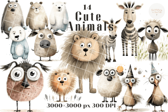 Download Cute Animal Clipart Set for Greeting Car - Premium Resources